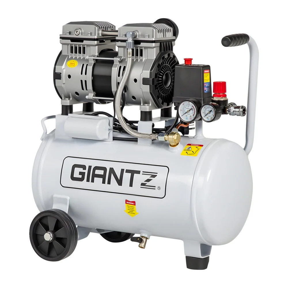 Giantz 24L Air Compressor Quiet 0.75HP Oil-Free Portable Tyre Inflator 40L/Min