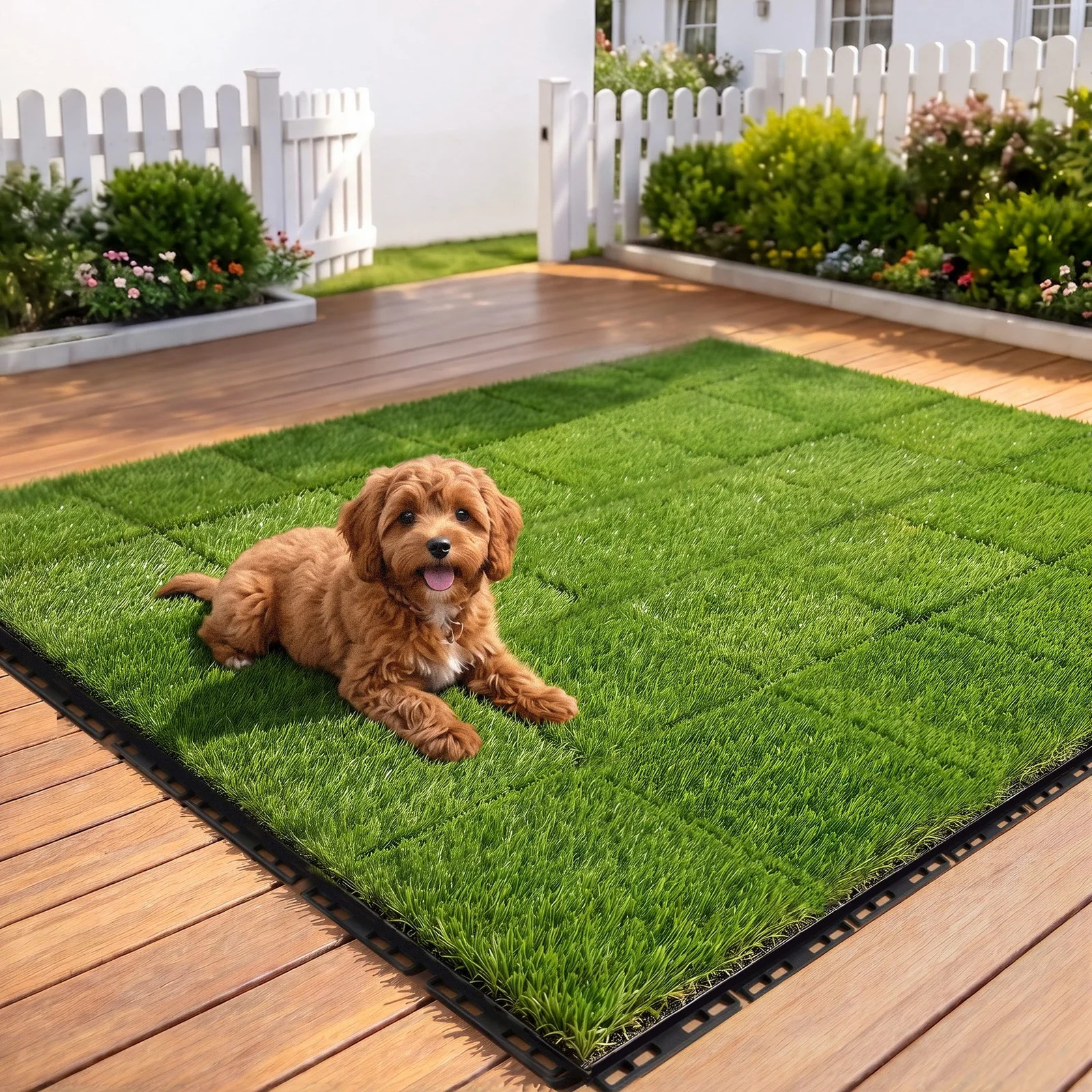 Prime Turf Interlocking Artificial Grass Tiles 30cm x 30cm, 24 Pack