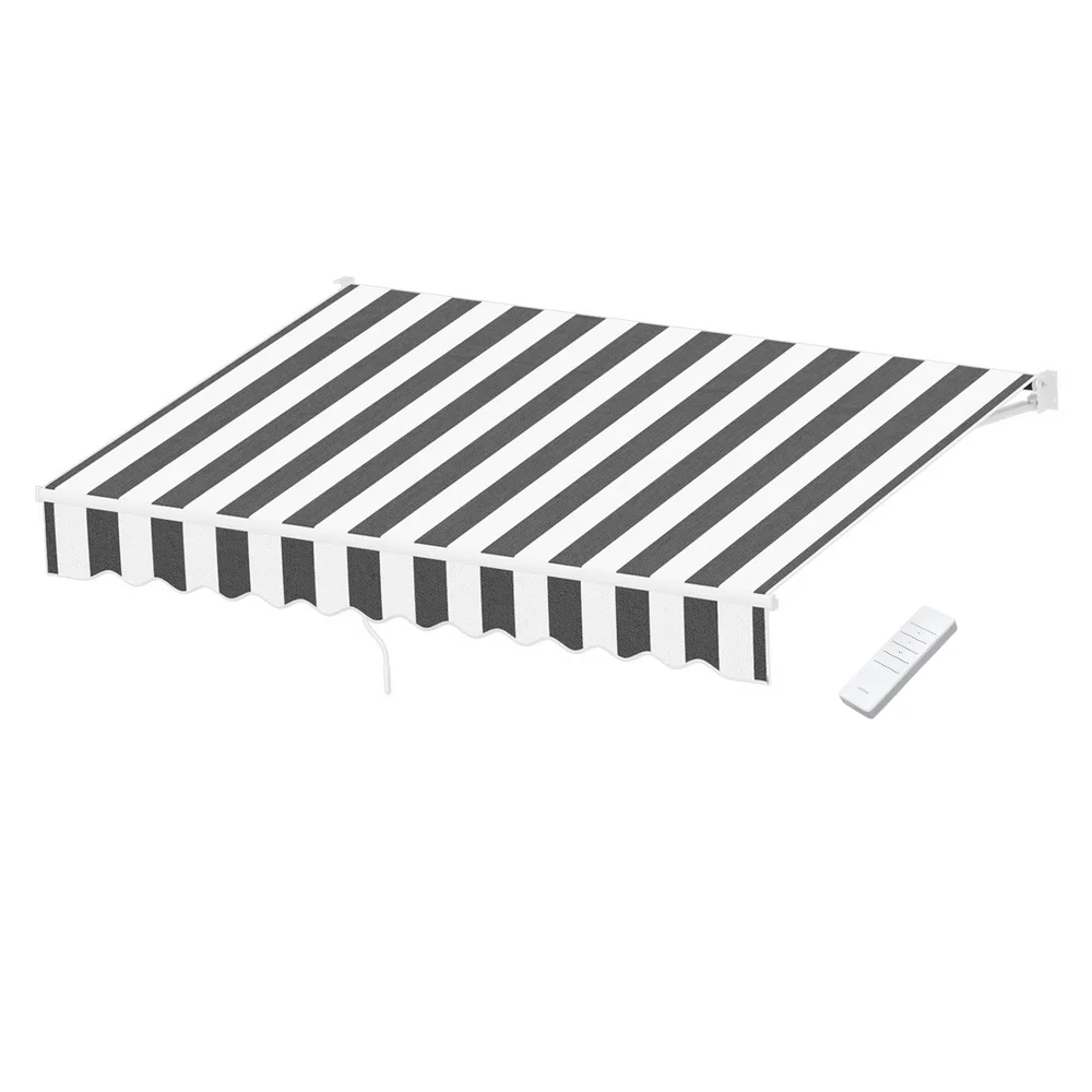 Instahut Retractable Folding Arm Awning Motorised Sunshade 2.5Mx2M Grey White
