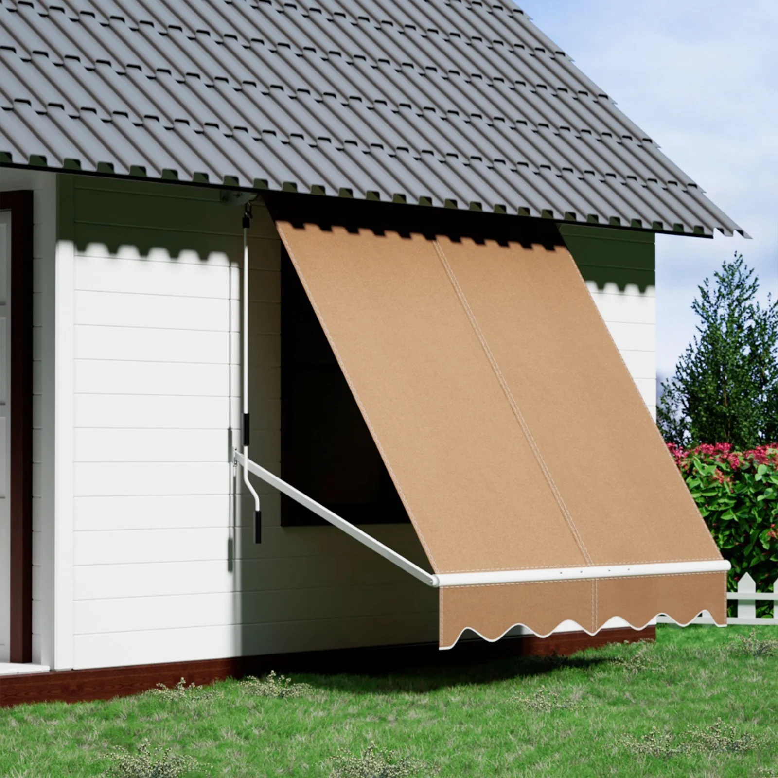 Instahut Motorised Pivot Arm Awning 2.1 x 2.1m Beige with Remote