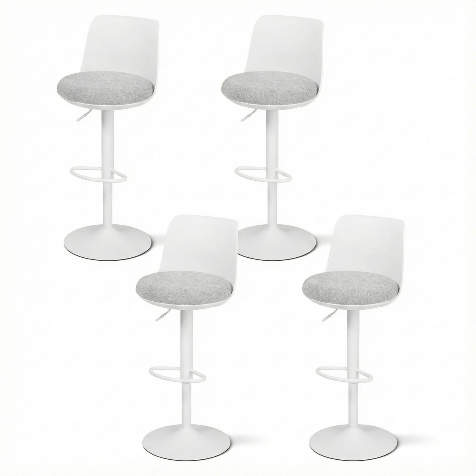 Artiss 4x Bar Stools Kitchen Swivel Gas Lift Counter Dining Chair Curved White