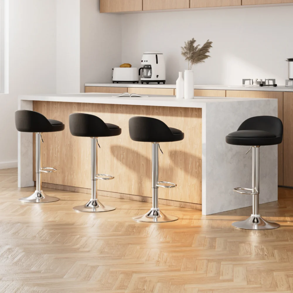 Artiss 4x Bar Stools PU Leather Gas Lift Black