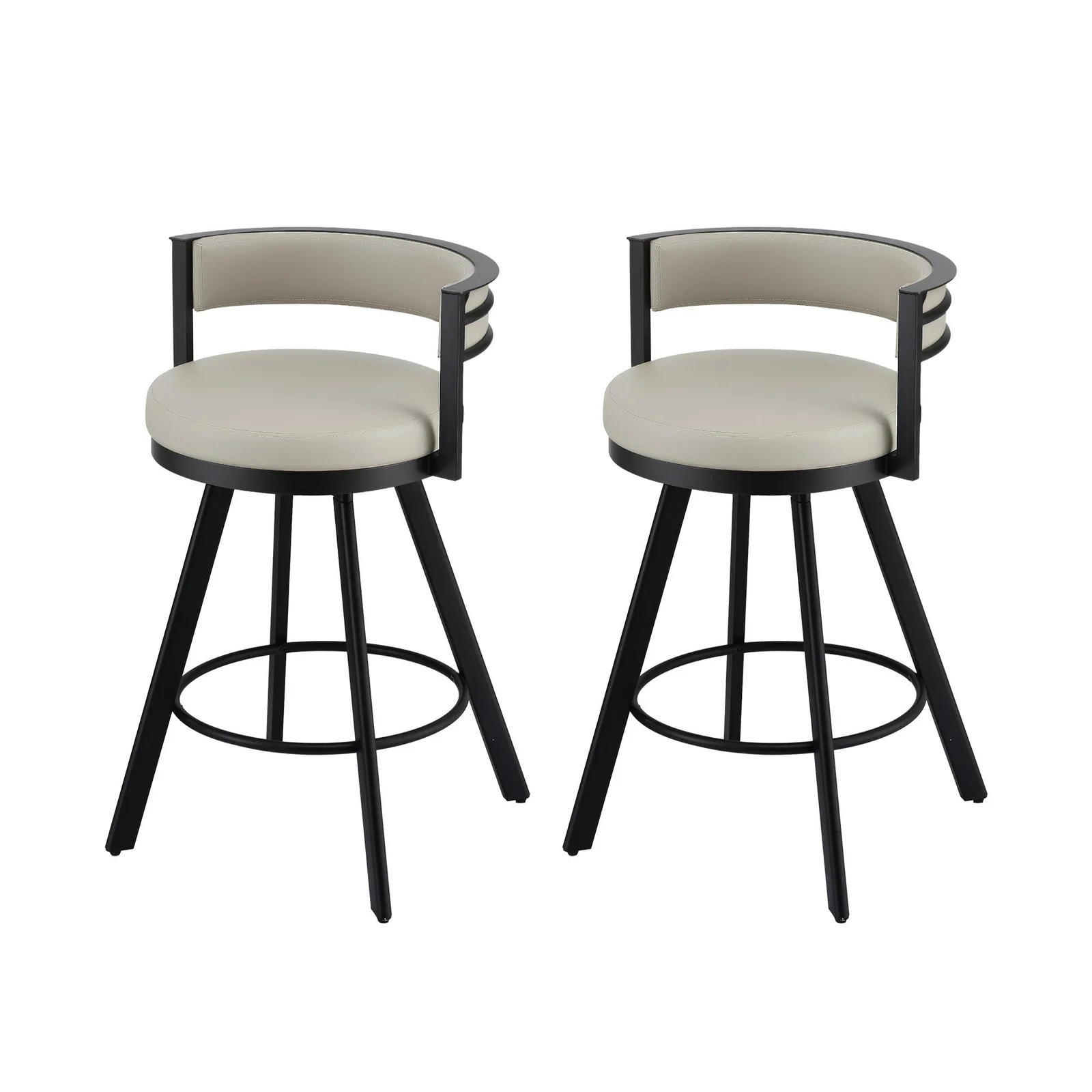 Artiss Bar Stools Set of 2 Swivel Kitchen Chair Metal Counter Beige Leather