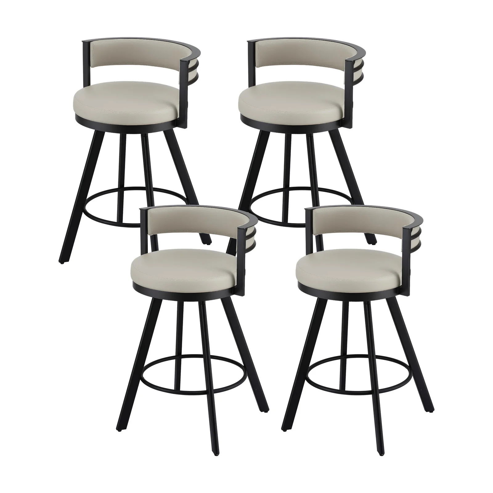 Artiss Bar Stools Set of 4 Swivel Kitchen Chair Metal Counter Beige Leather