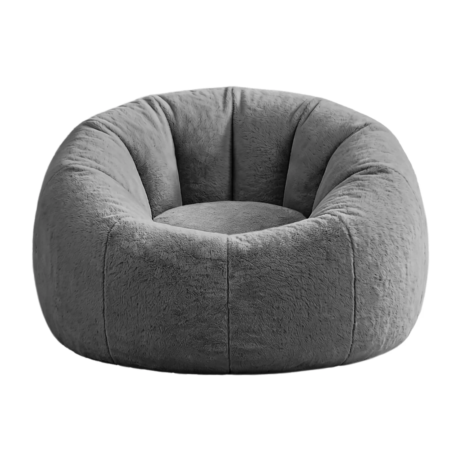 Artiss Bean Bag Chair Cover (No Filler) Soft Faux Fur Beanbag Cover Large Round Stuffed Animal Storage Bean Bag Cover Washable Lazy Sofa Cover for Adults Kids Teens, Grey