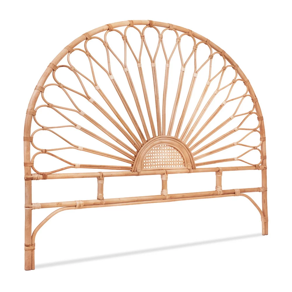 Artiss Bed Headboard Queen Bedhead Rattan - MARI Pine