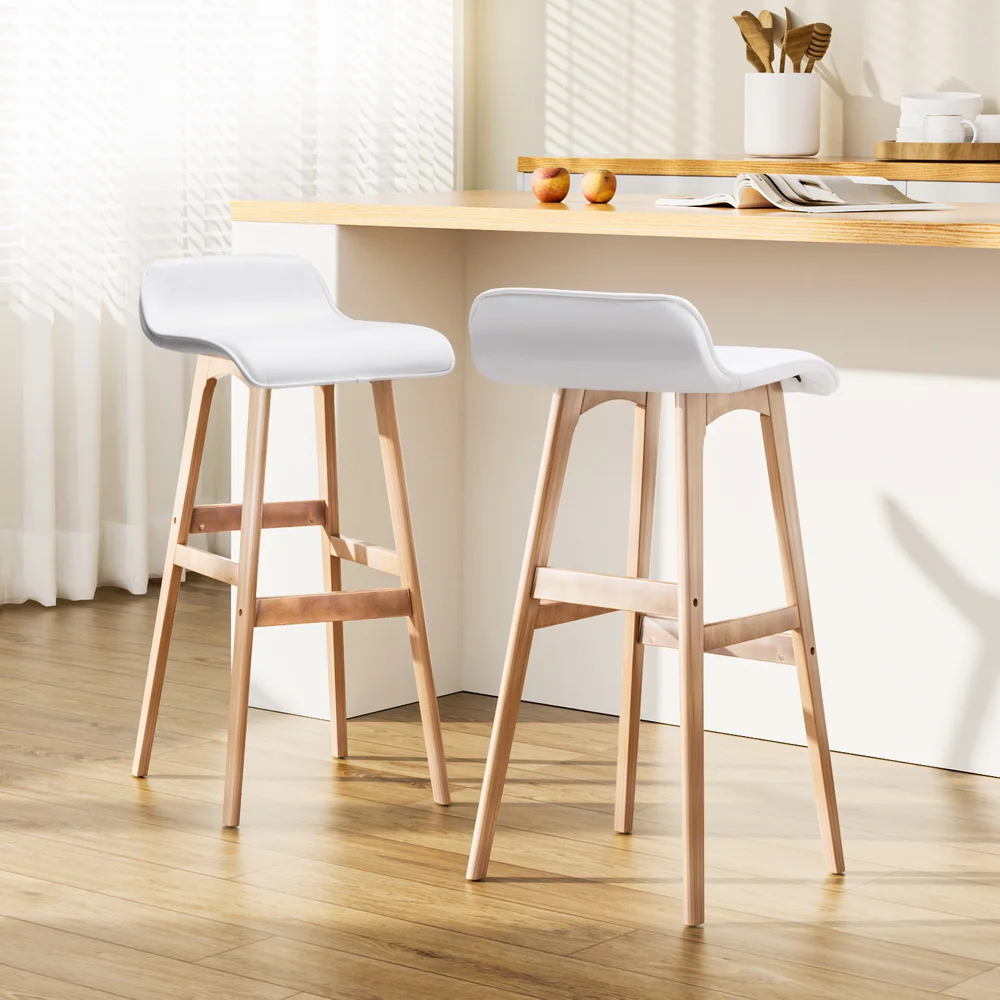 Artiss 2x Bar Stools Wooden Stool White