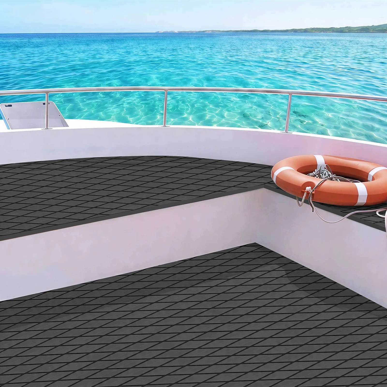 Seamanship EVA Foam Boat Flooring Deck Mat 240x90cm 6mm Diamond Dark Grey