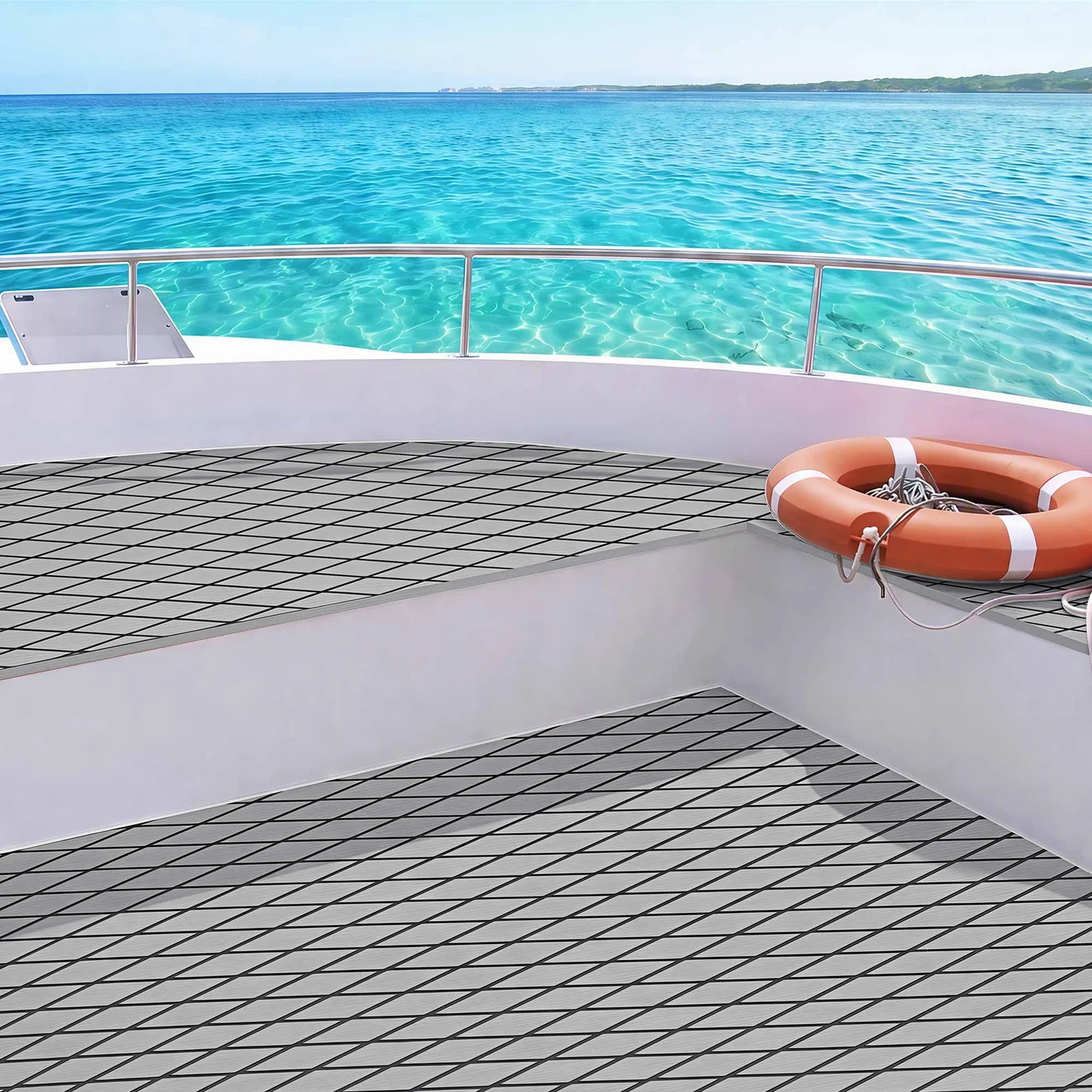 Seamanship EVA Foam Boat Flooring Deck Mat 240x90cm 6mm Diamond Light Grey