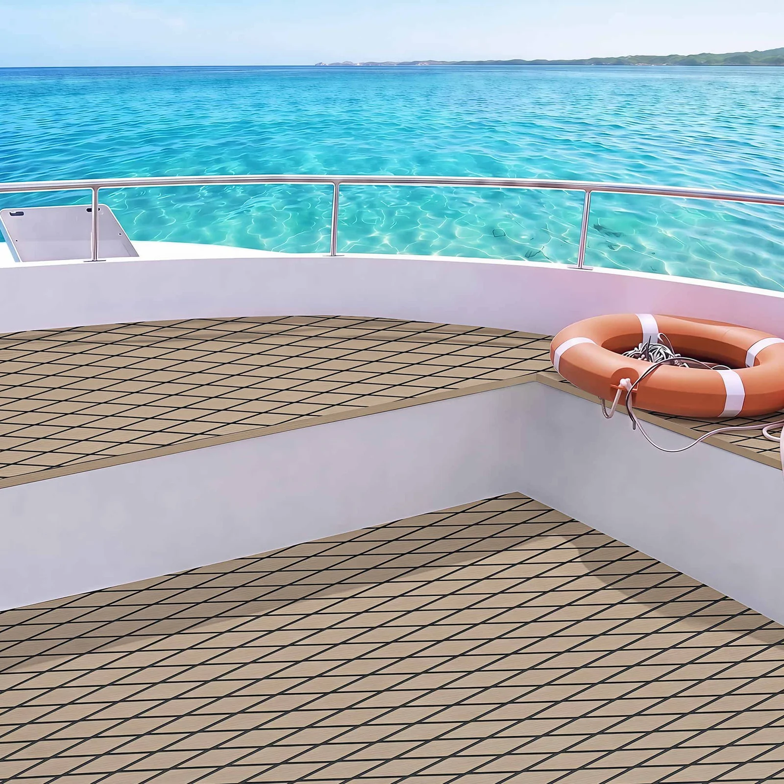 Seamanship EVA Foam Boat Flooring Decking Mat 240x90cm 6mm Diamond Taupe