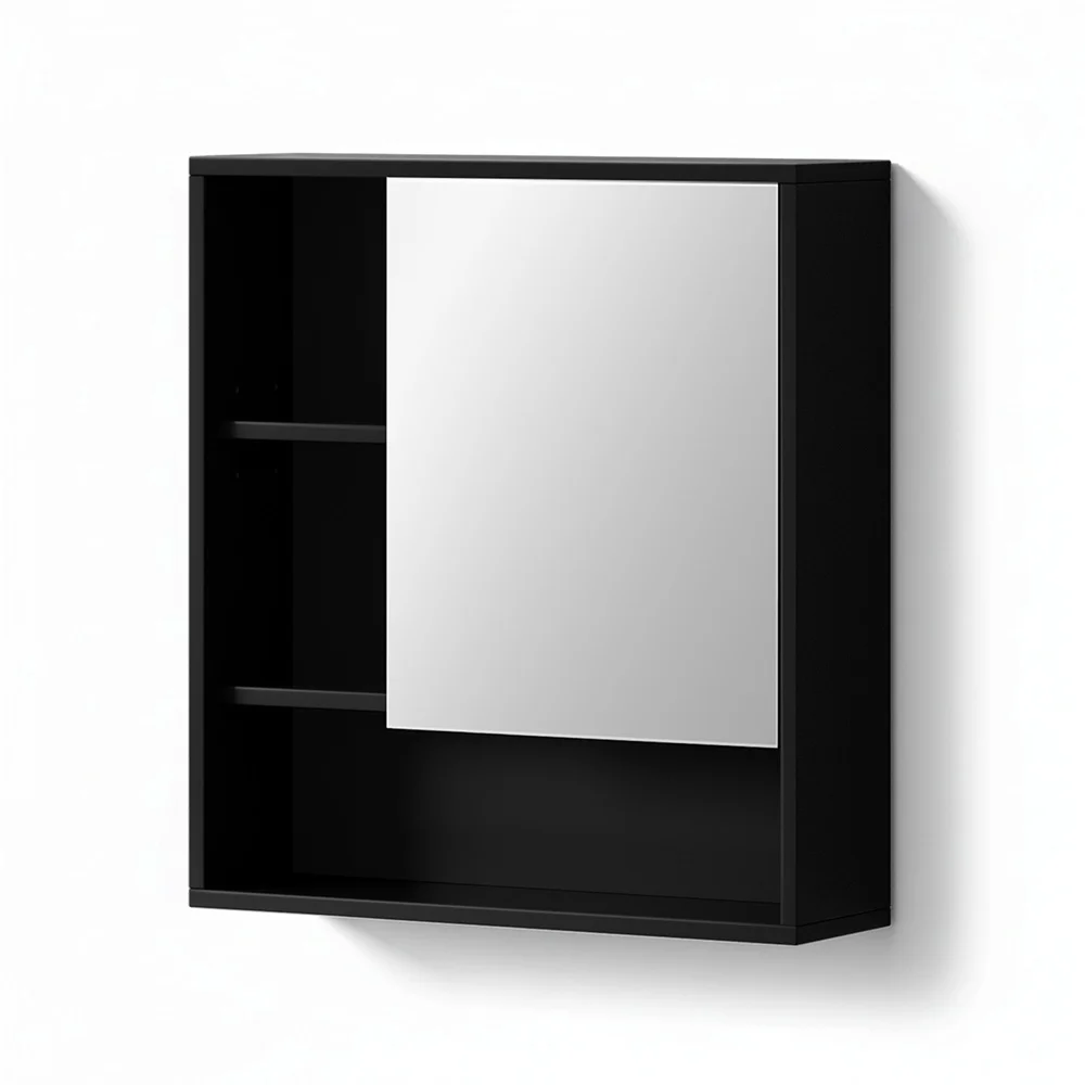 Cefito Bathroom Mirror Cabinet Mirrored Medicine Adjustable Shelf Wall Mounted 560mm Black