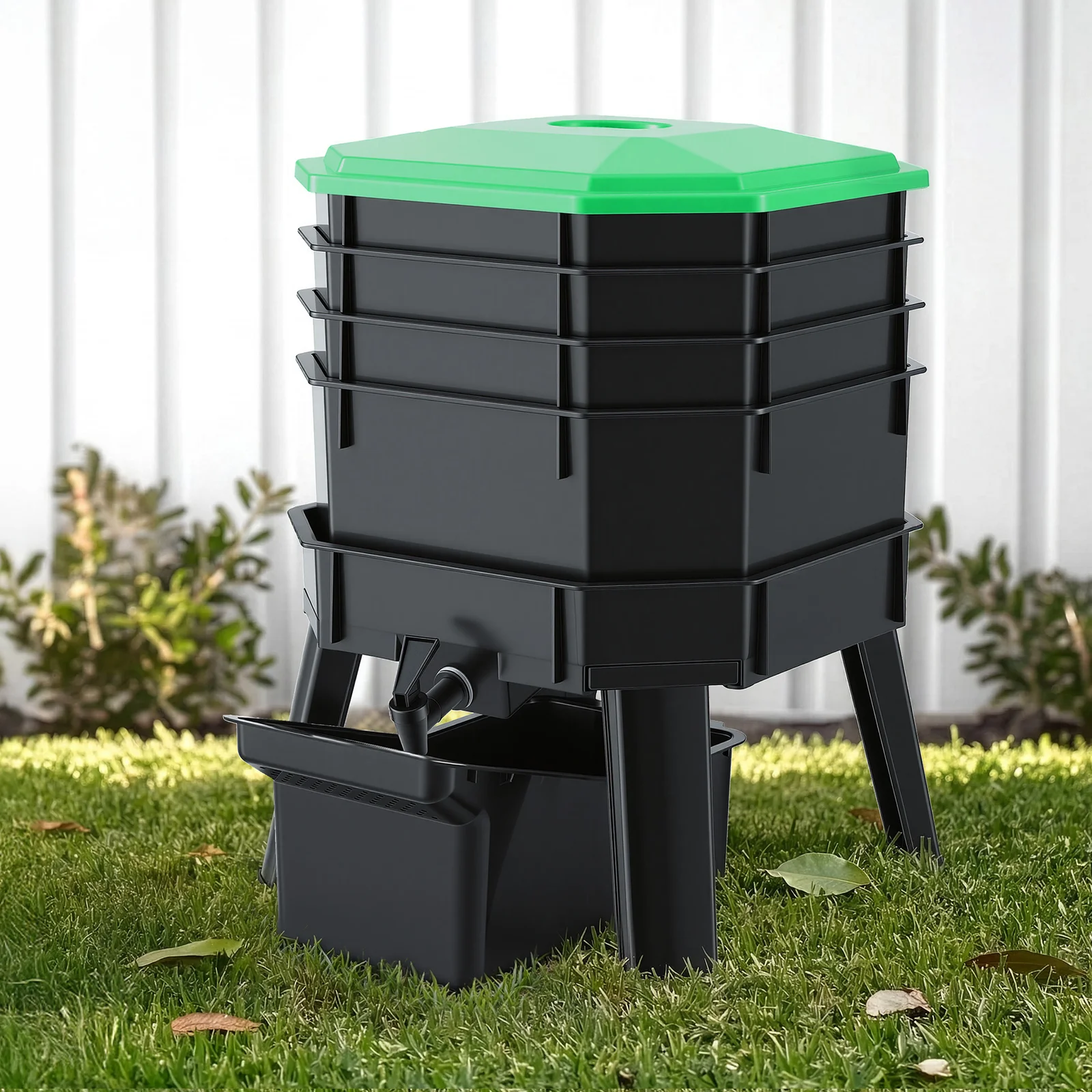 Gardeon Compost Bin 4-Tray Stackable Worm Farm Composter with Liquid Fertiliser Tap