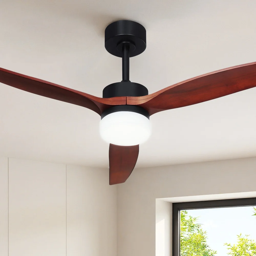 Devanti 52'' Ceiling Fan DC Motor 3 Blades w/Light - Dark Wood