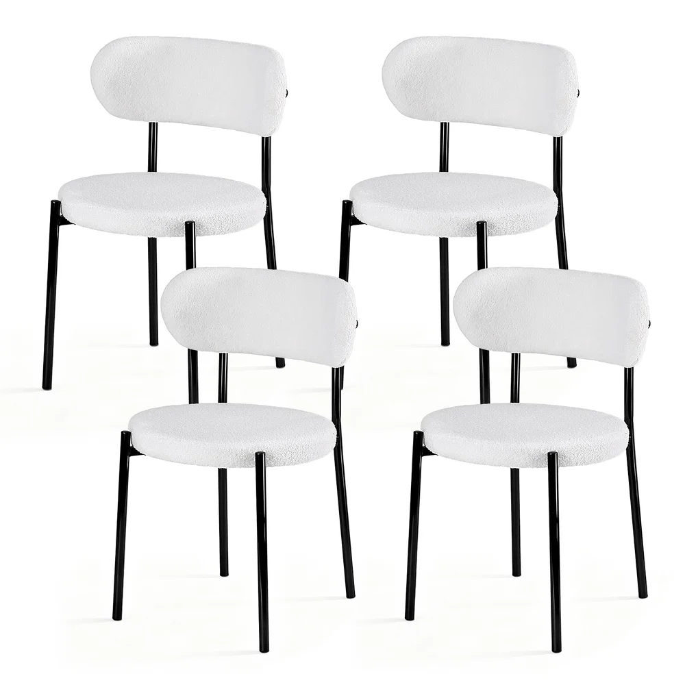 Artiss Dining Chairs Set of 4 Sherpa Boucle White