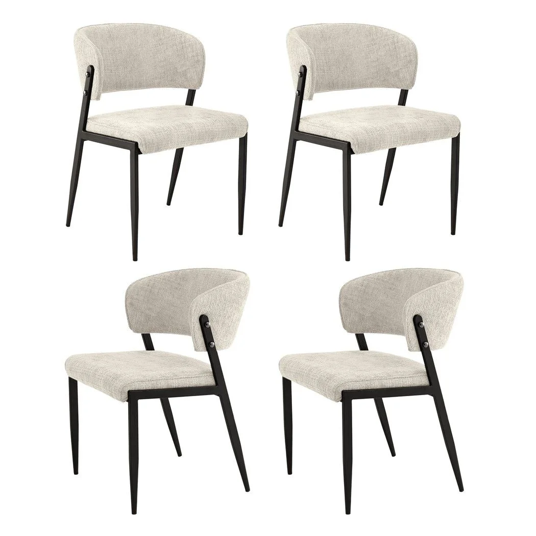 Artiss Dining Chairs Set of 4 Linen Fabric Soft Upholstered Chairs Beige