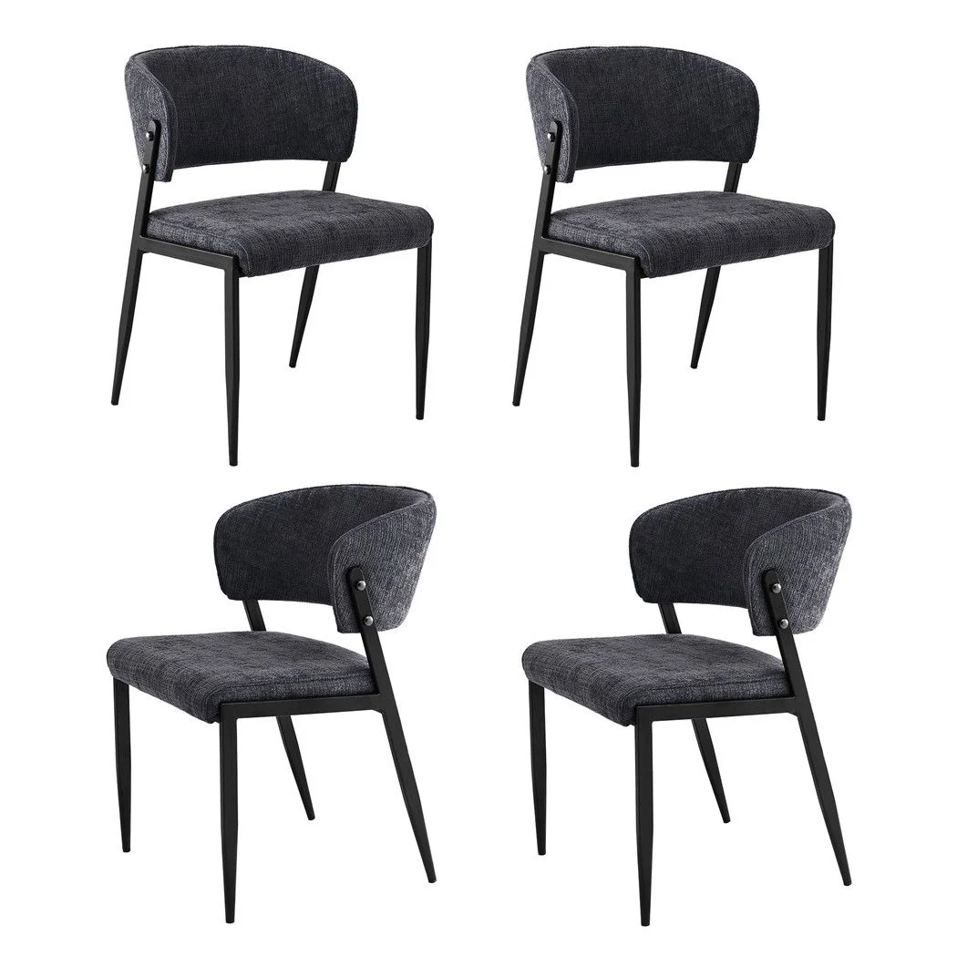 Artiss Dining Chairs Set of 4 Linen Fabric Soft Upholstered Chairs Charcoal
