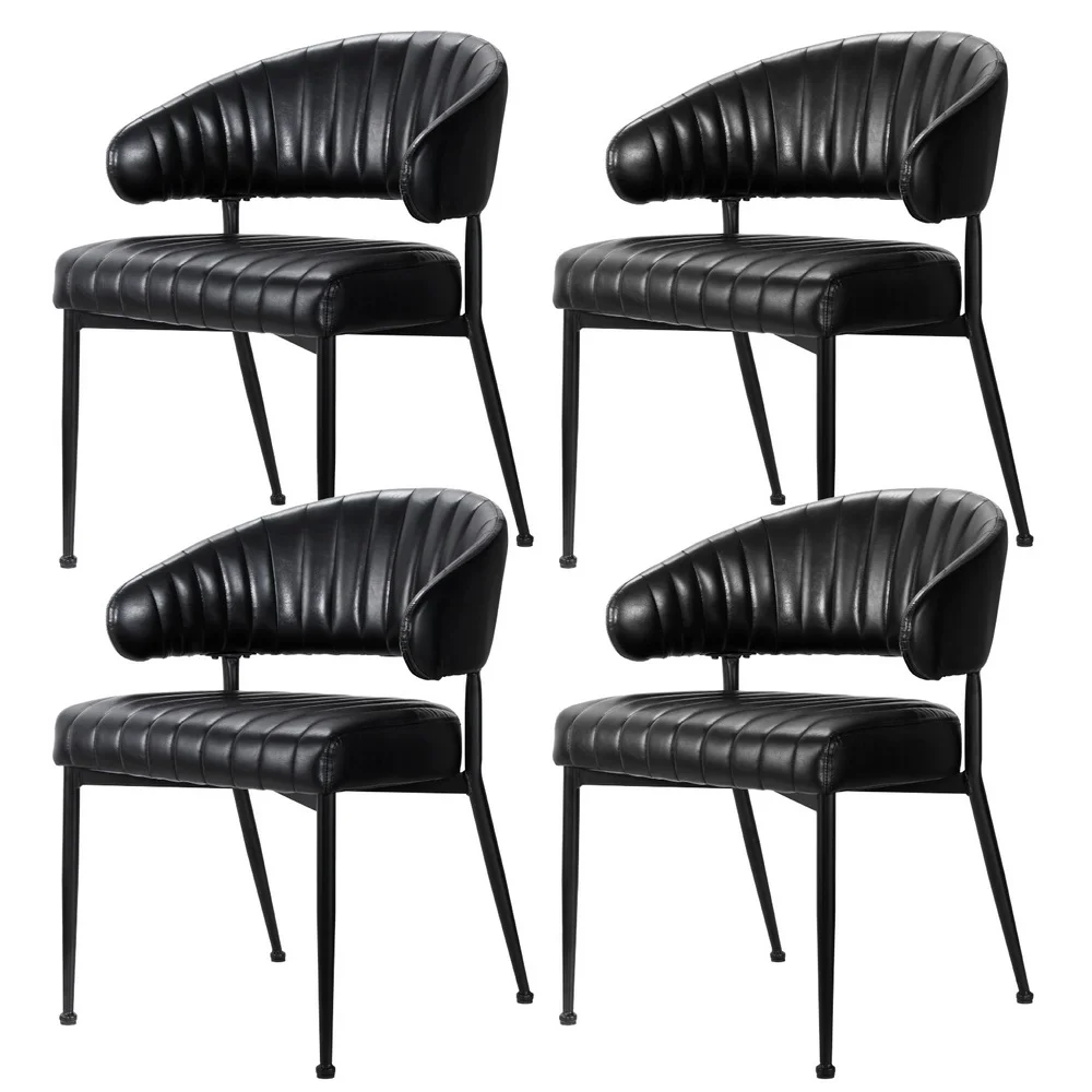 Artiss Dining Chairs Set of 4 Leather Hollow Armchair Black