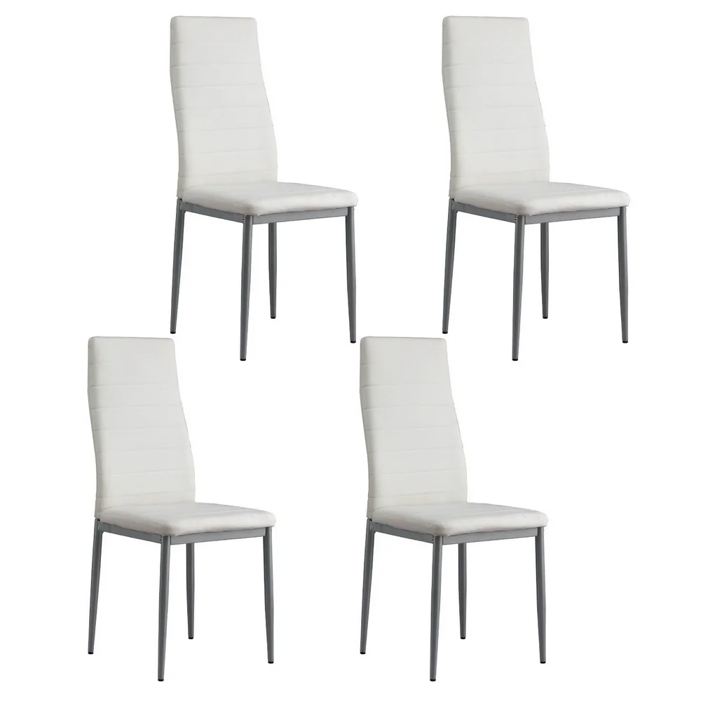 Artiss Dining Chairs Set of 4 Leather Channel Tufted White