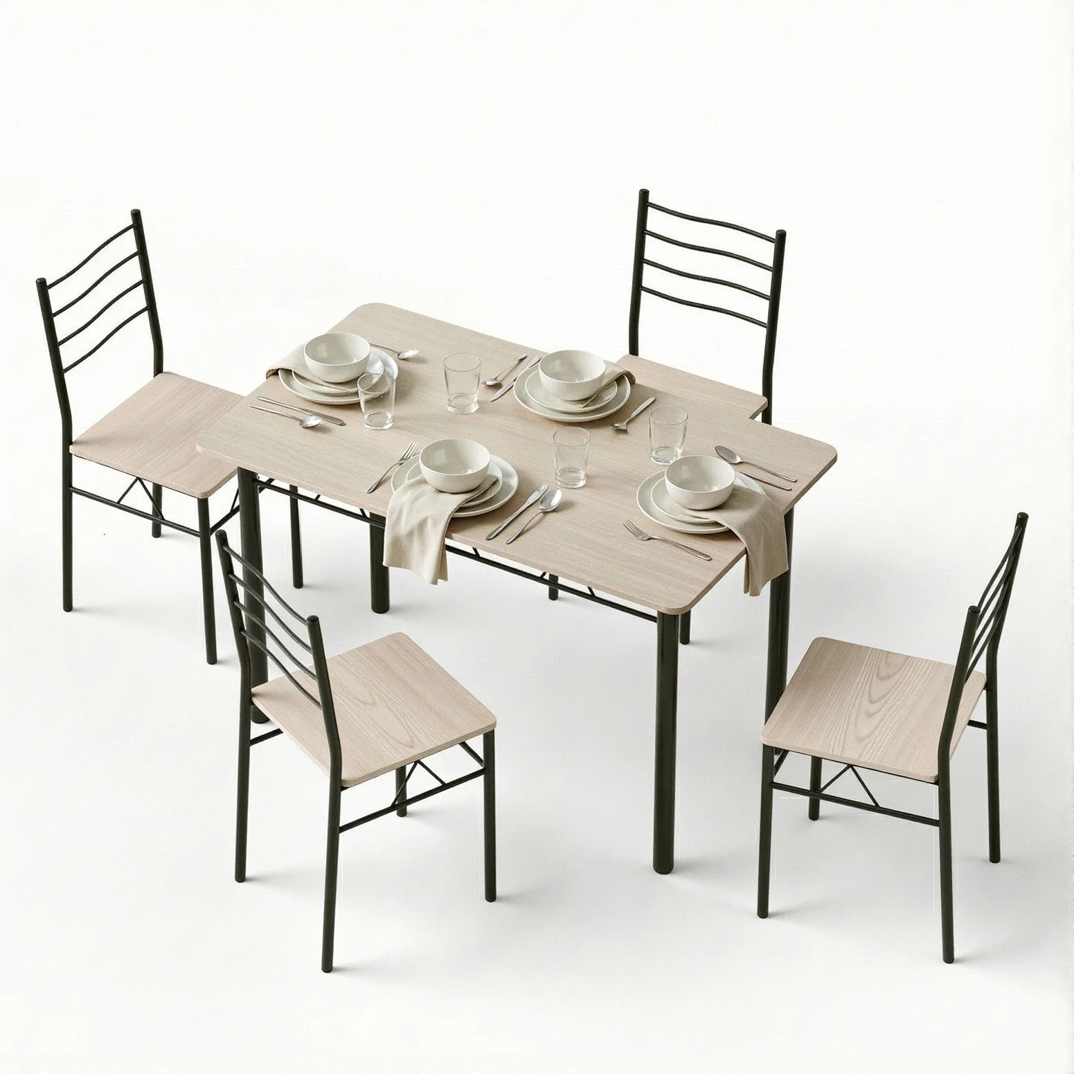 Artiss Dining Table and Chairs Set of 5 Compact Kitchen Furniture Modern Oak