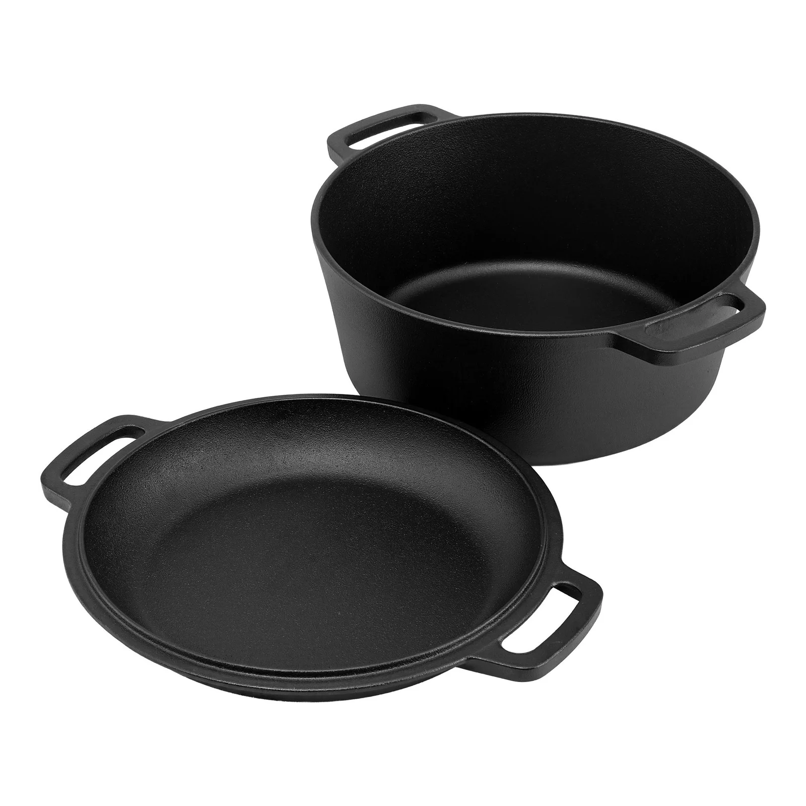 5-Star Chef 5L 2-In-1 Pre-Seasoned Cast Iron Dutch Oven Pot with Lid and Dual Handles for Sourdough Bread Baking