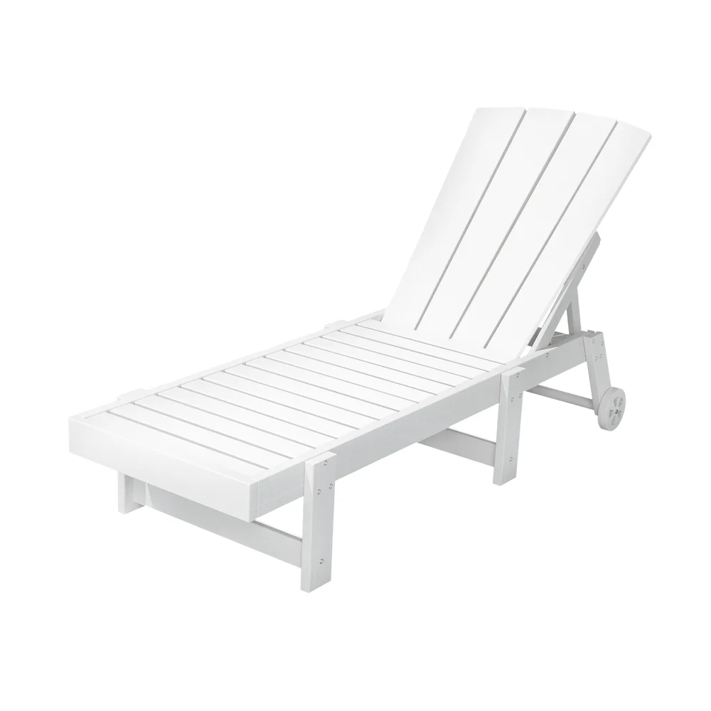 Gardeon Sun Lounge Beach Chair HDPE Adirondack Lounger Patio Outdoor Furniture with Wheels White