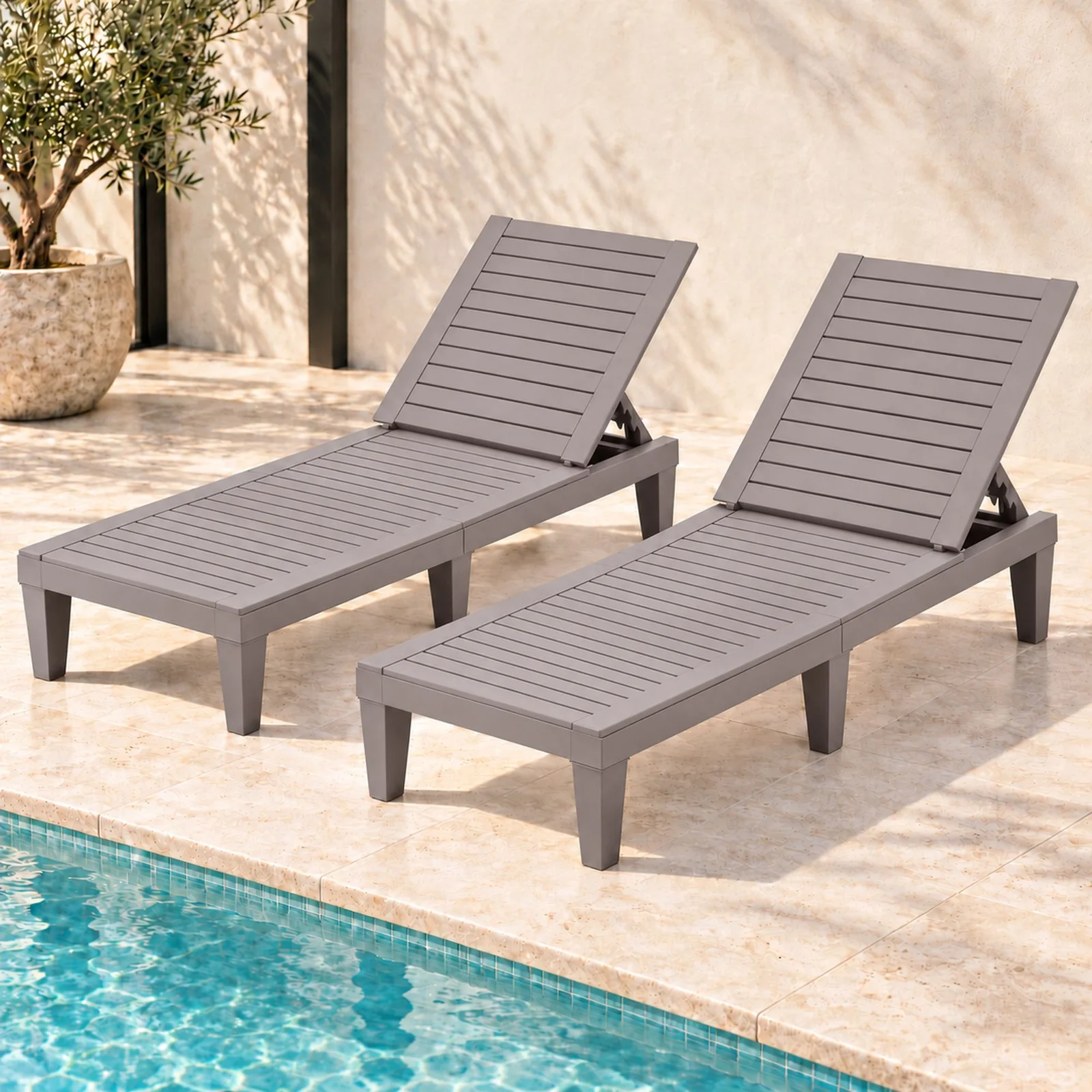 Gardeon Sun Lounge Set of 2 Adjustable Recliner Chairs Brown