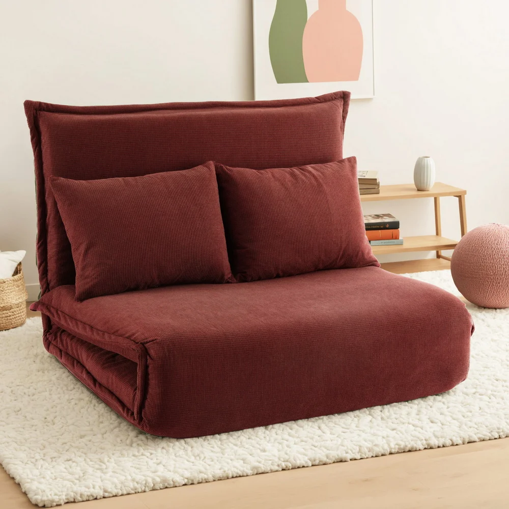 Artiss Floor Lounge Sofa Bed Foldable 2 Seater Orange