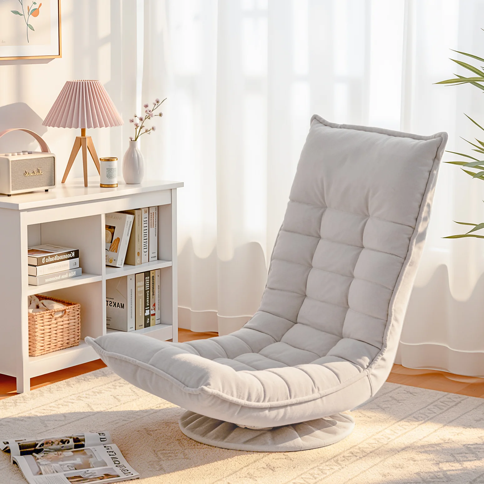 Artiss Swivel Floor Chair 5 Adjustable Foldable Lounge Seat Floor Sofa Chair Grey