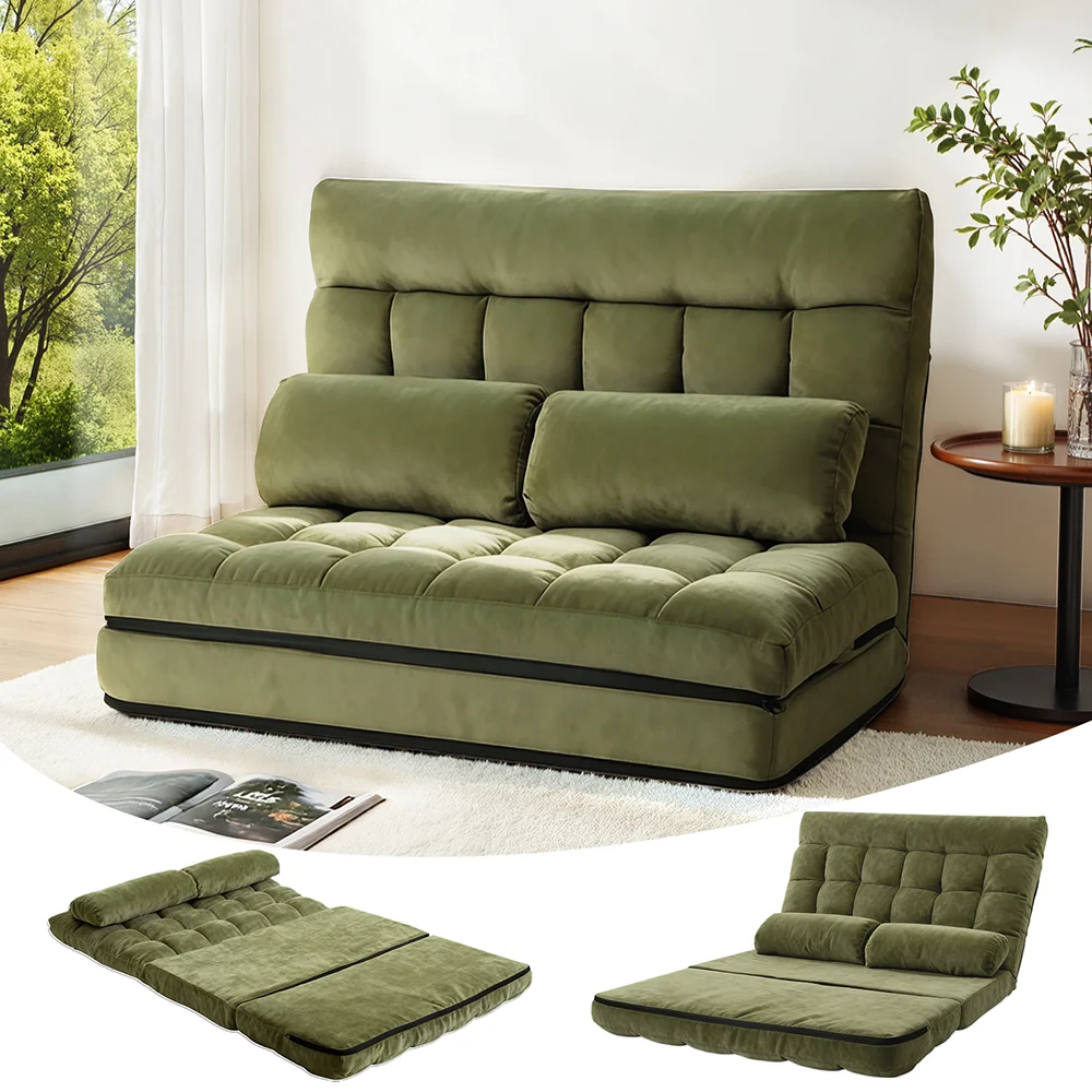 ArtissLounge Sofa Bed 2 seater Green Fabric