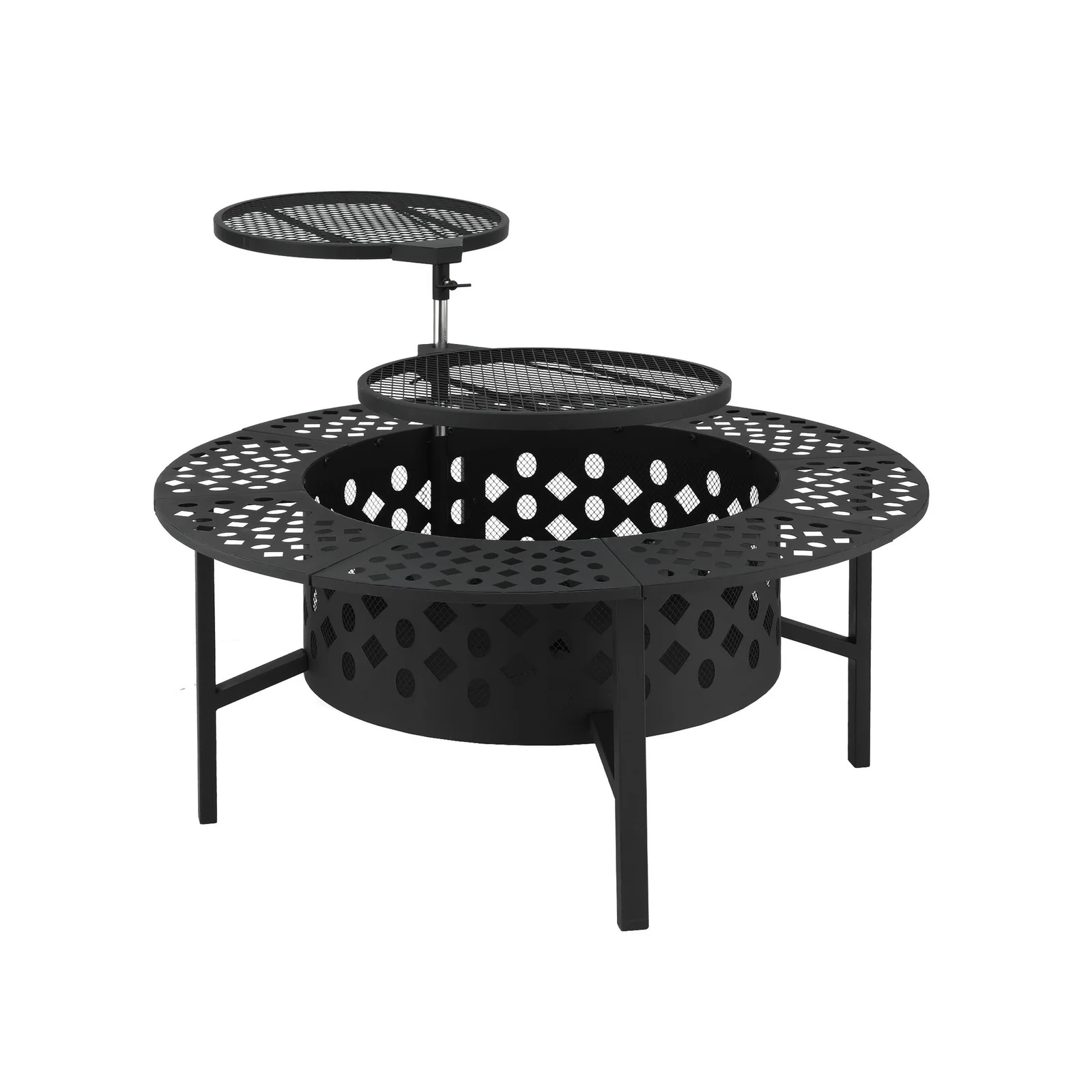 Grillz Fire Pit BBQ Charcoal Smoker Portable Mesh Pits Outdoor Camping Fireplace
