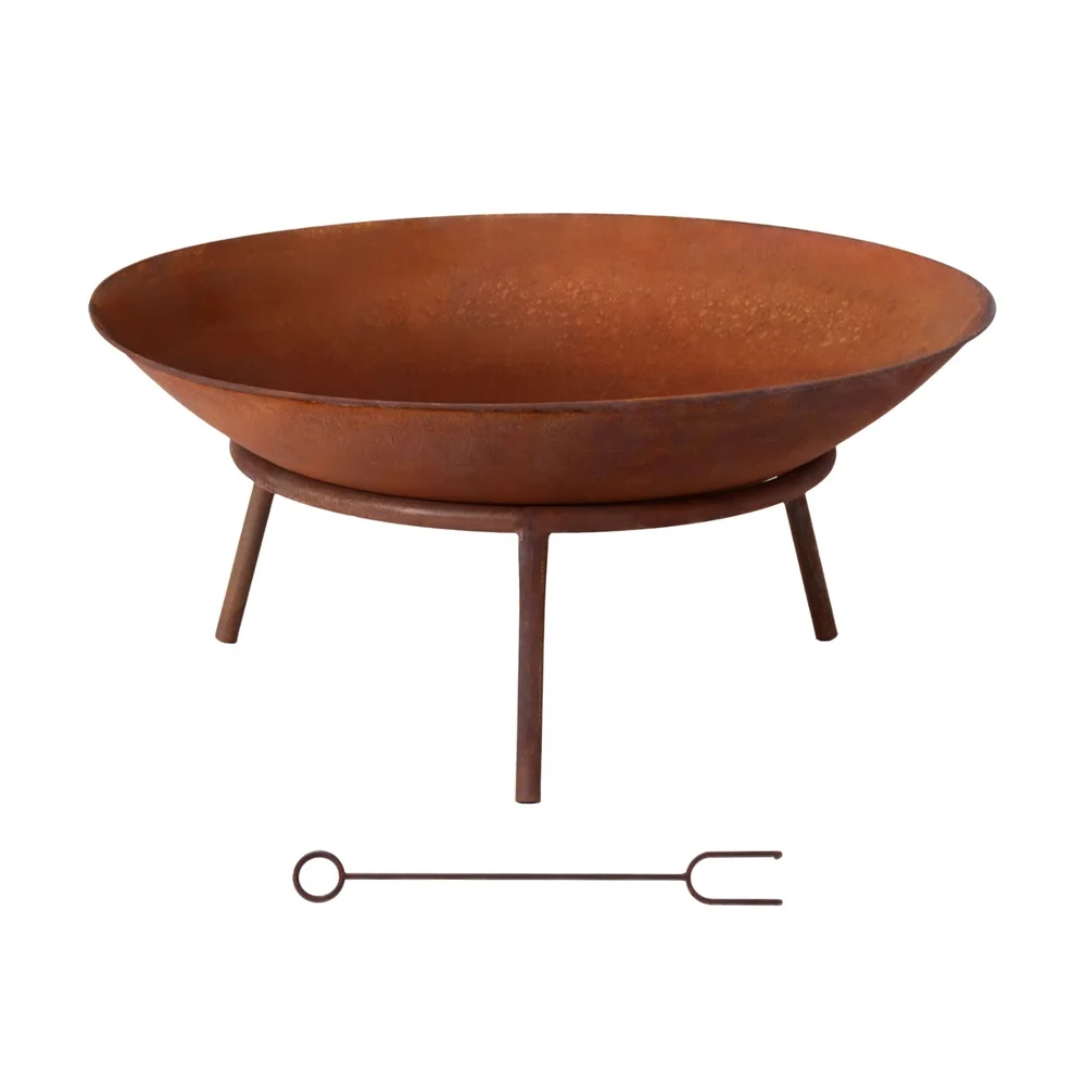 Grillz 56cm Fire Pit Iron Rustic Bowl Outdoor