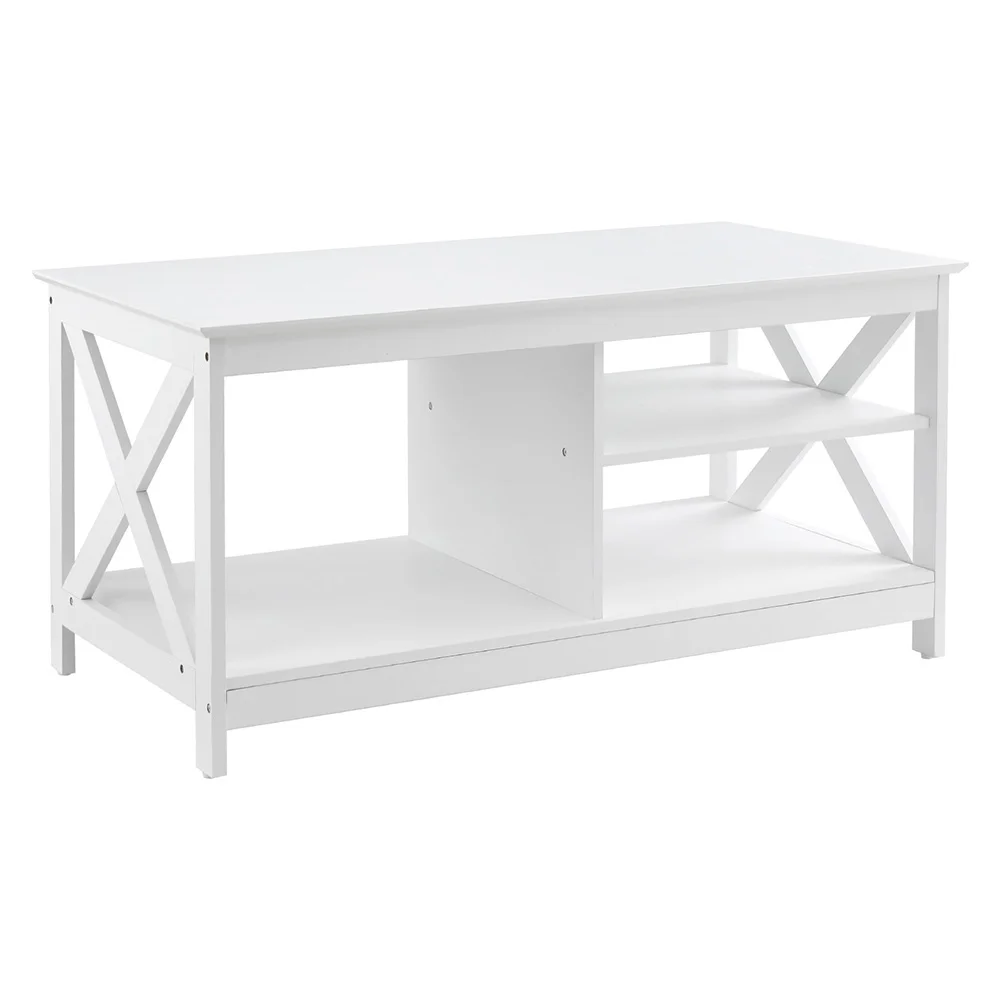 Artiss Coffee Table Storage Shelf White