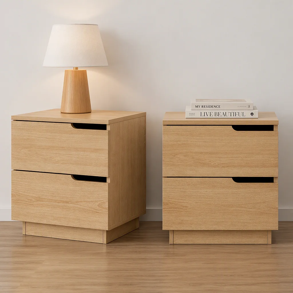 Artiss 2X Bedside Table 2 Drawers Nightstand Pine