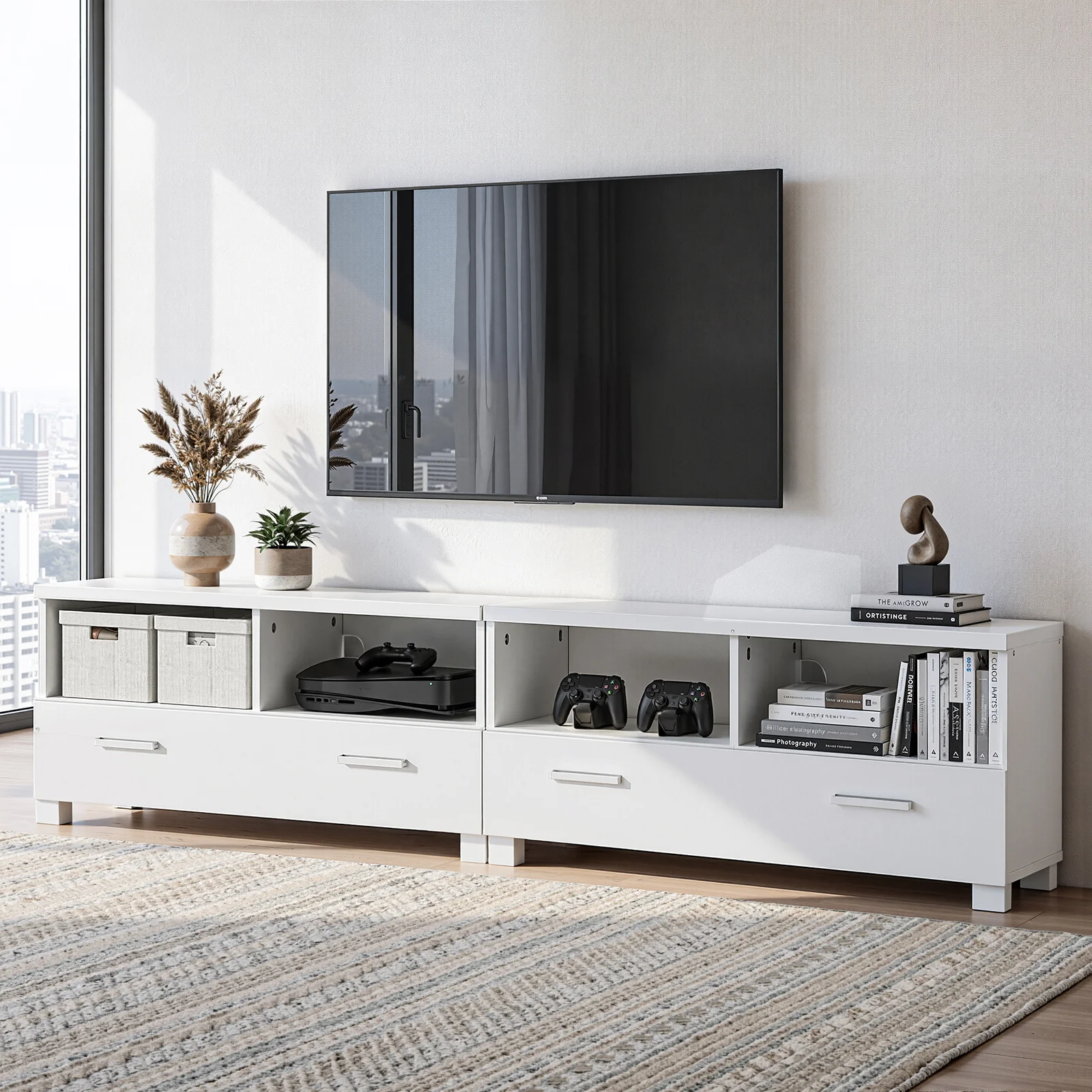 Artiss TV Cabinet Entertainment Unit 180cm White Eddie