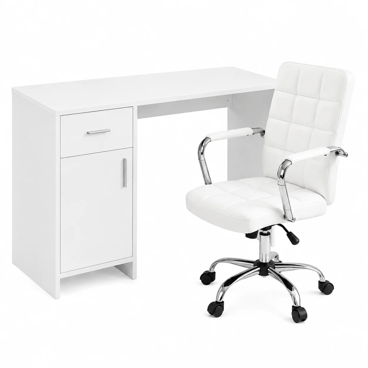 Artiss Office Desk and Chair Set 100cm Computer Desk PU Leather Office Chair
