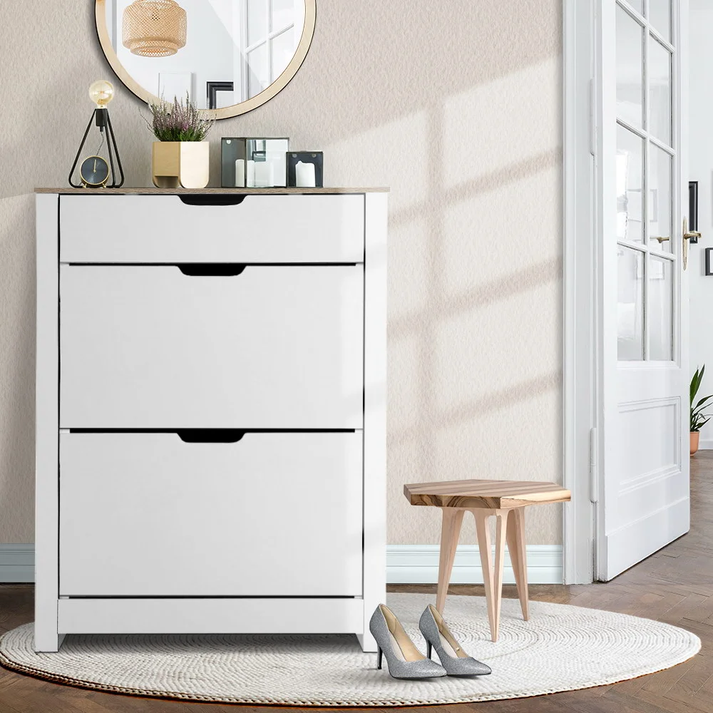Artiss Shoe Rack Cabinet 16 Pairs White Ana