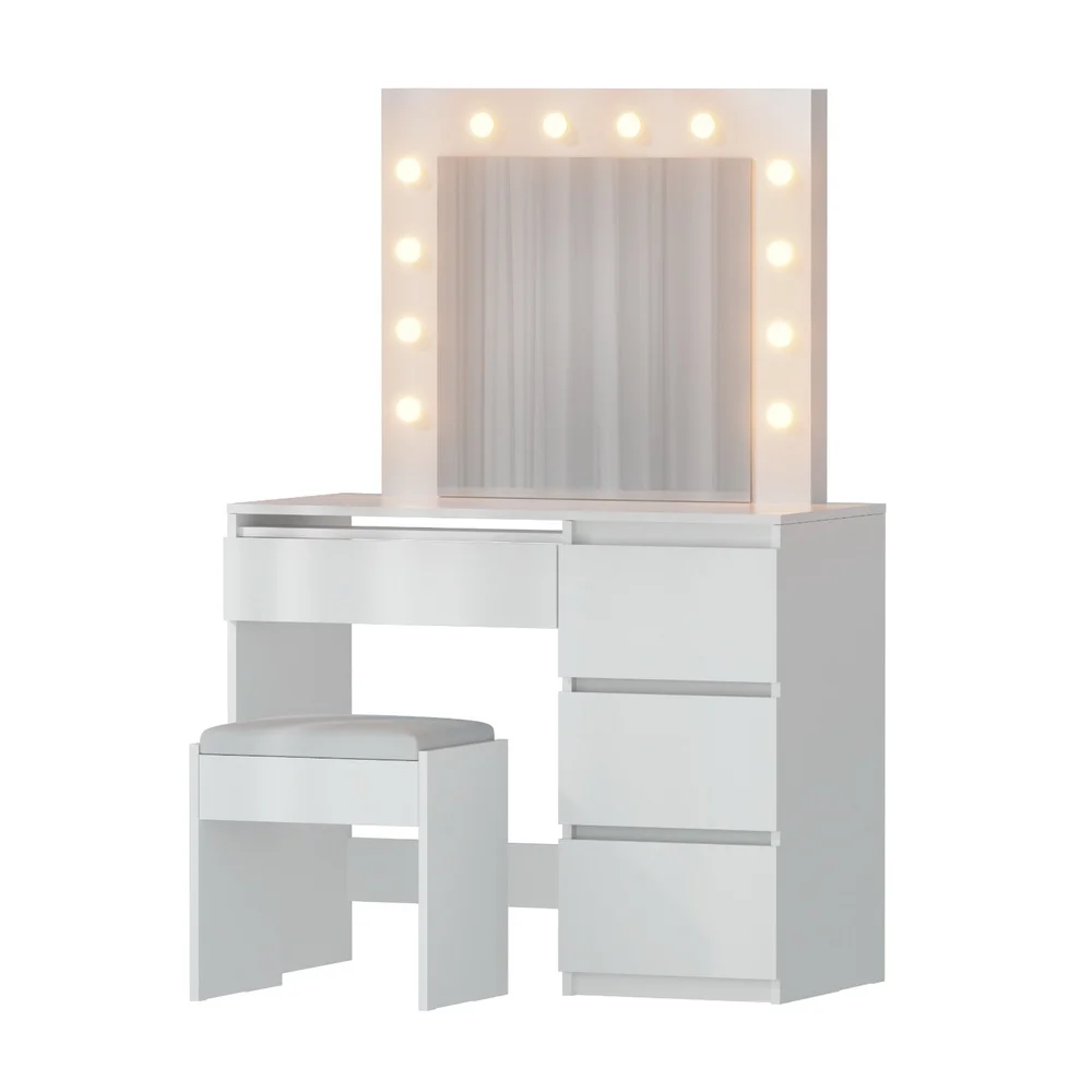 Artiss Dressing Table Set Stool 12 Led Bulbs White