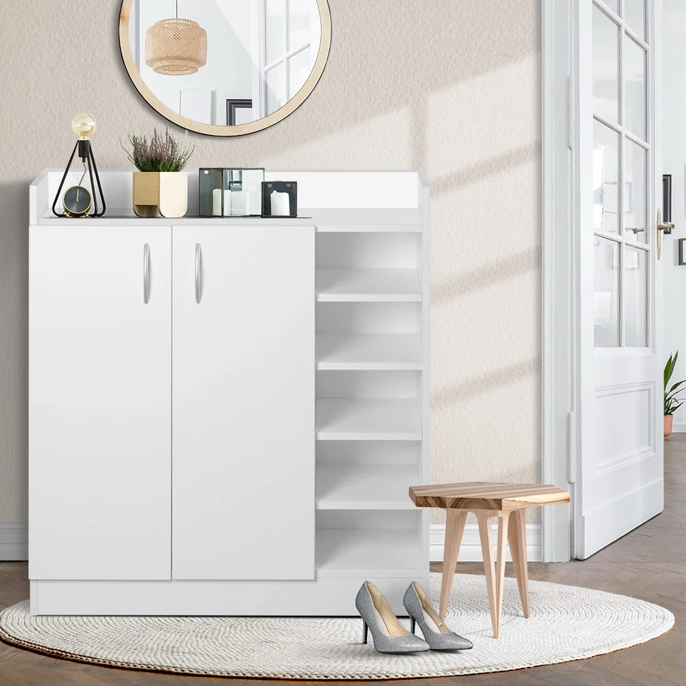 Artiss Shoe Rack Cabinet 21 Pairs Adjustable Shelves White Clair