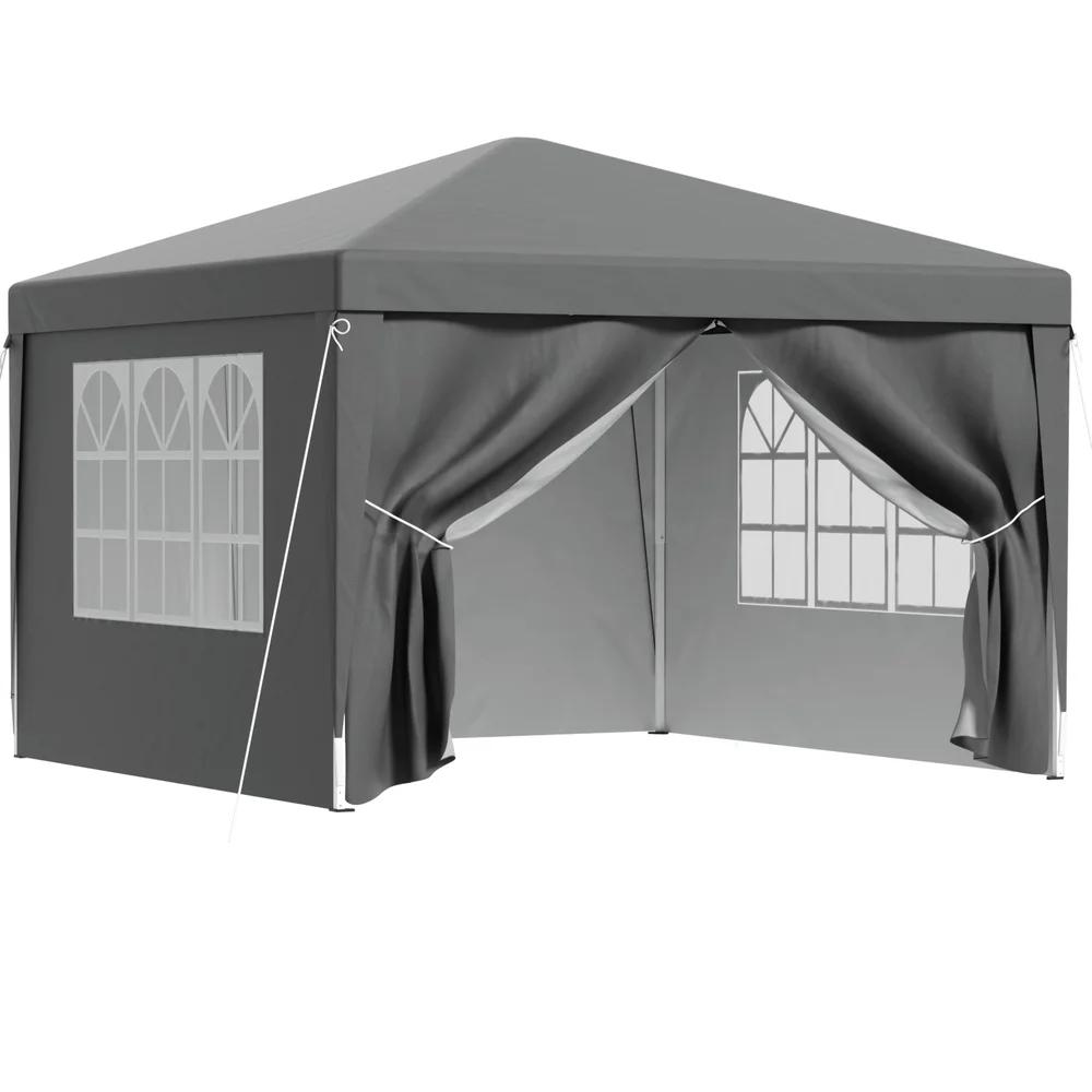 Instahut Gazebo 3x3 Pop Up Marquee Folding Tent Wedding Gazebos Camping Outdoor Shade Canopy Gray