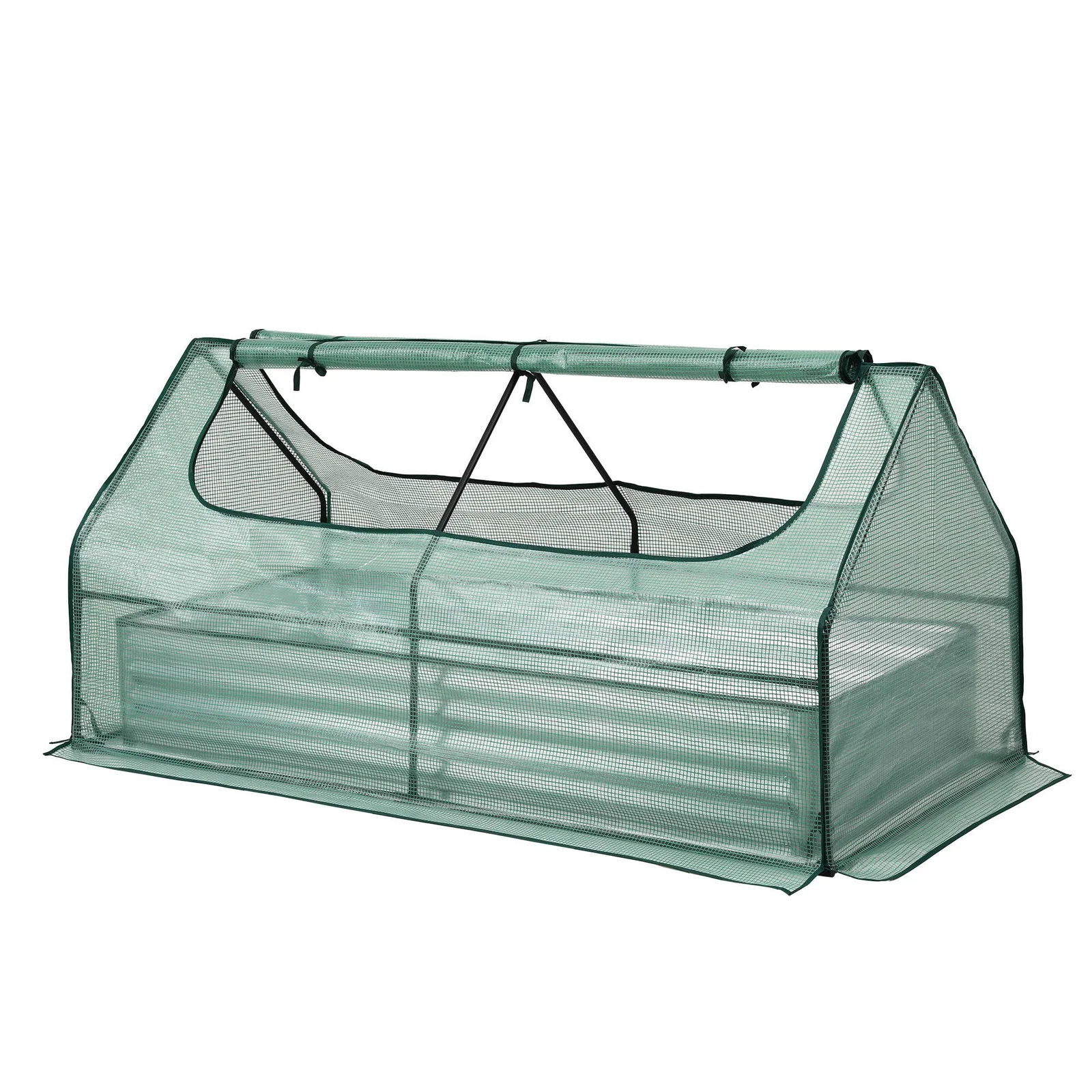 Green Fingers Raised Garden Bed with Greenhouse 3 in 1 Galvanised Planter Box Kit