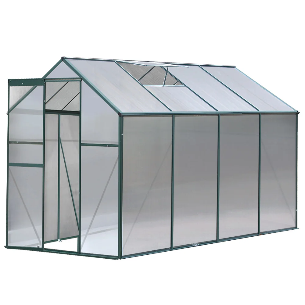 Green Fingers Greenhouse 2.52x1.9x1.83M Aluminium Polycarbonate Green House Garden Shed