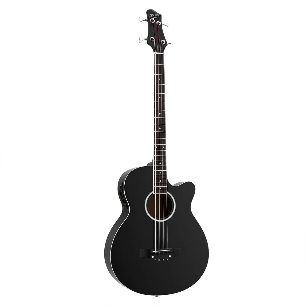 Alpha 43" Acoustic Bass Guitar Black 4-Band EQ