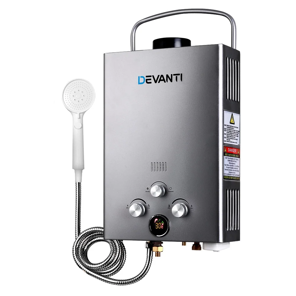 Devanti Portable Gas Water Heater LPG System Grey