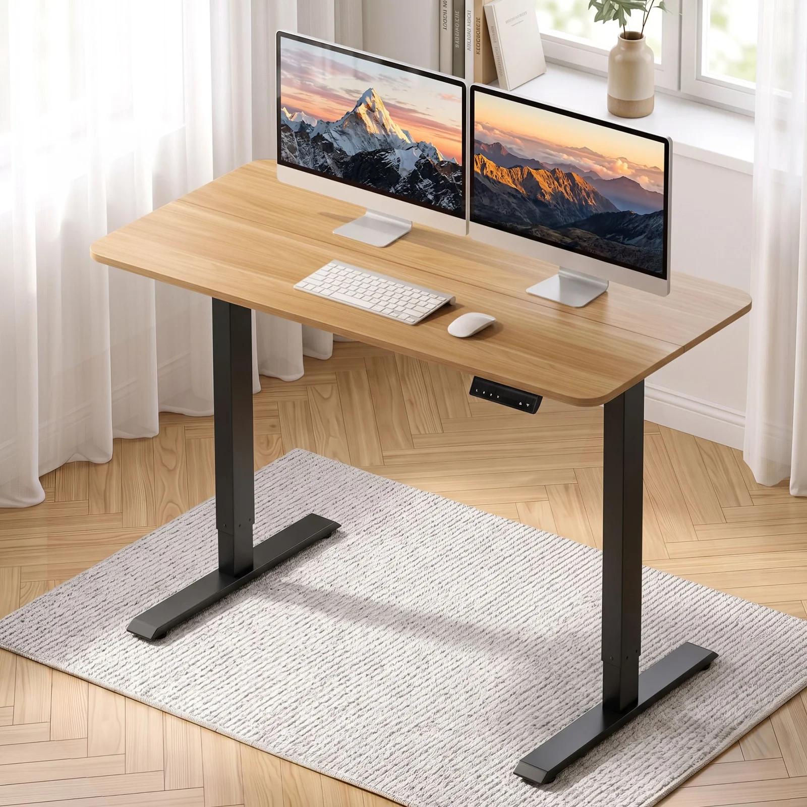 Artiss Electric Standing Desk Height Adjustable Table 120cm Natural Black