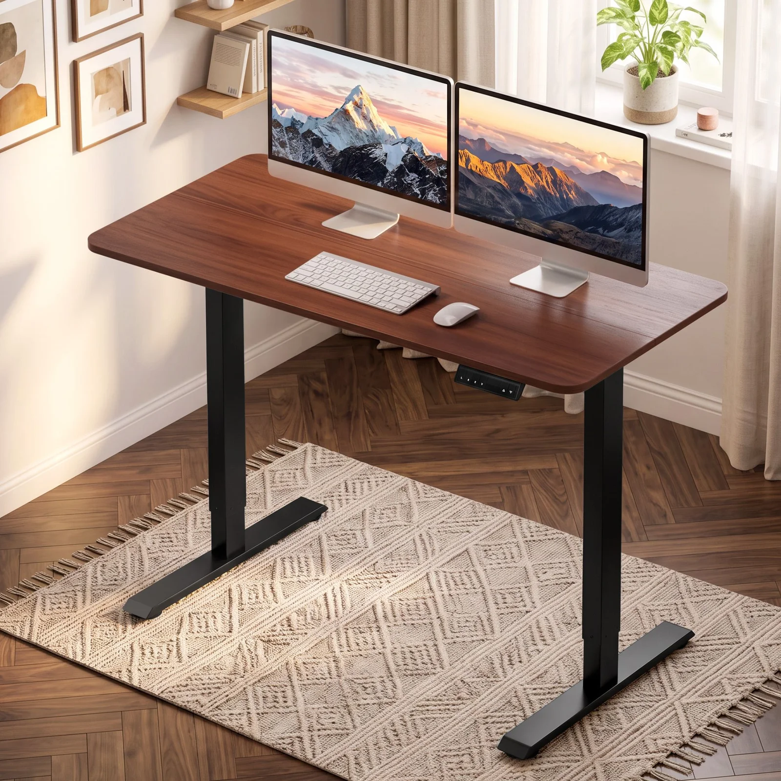Artiss Electric Standing Desk 120cm Height Adjustable Walnut Black
