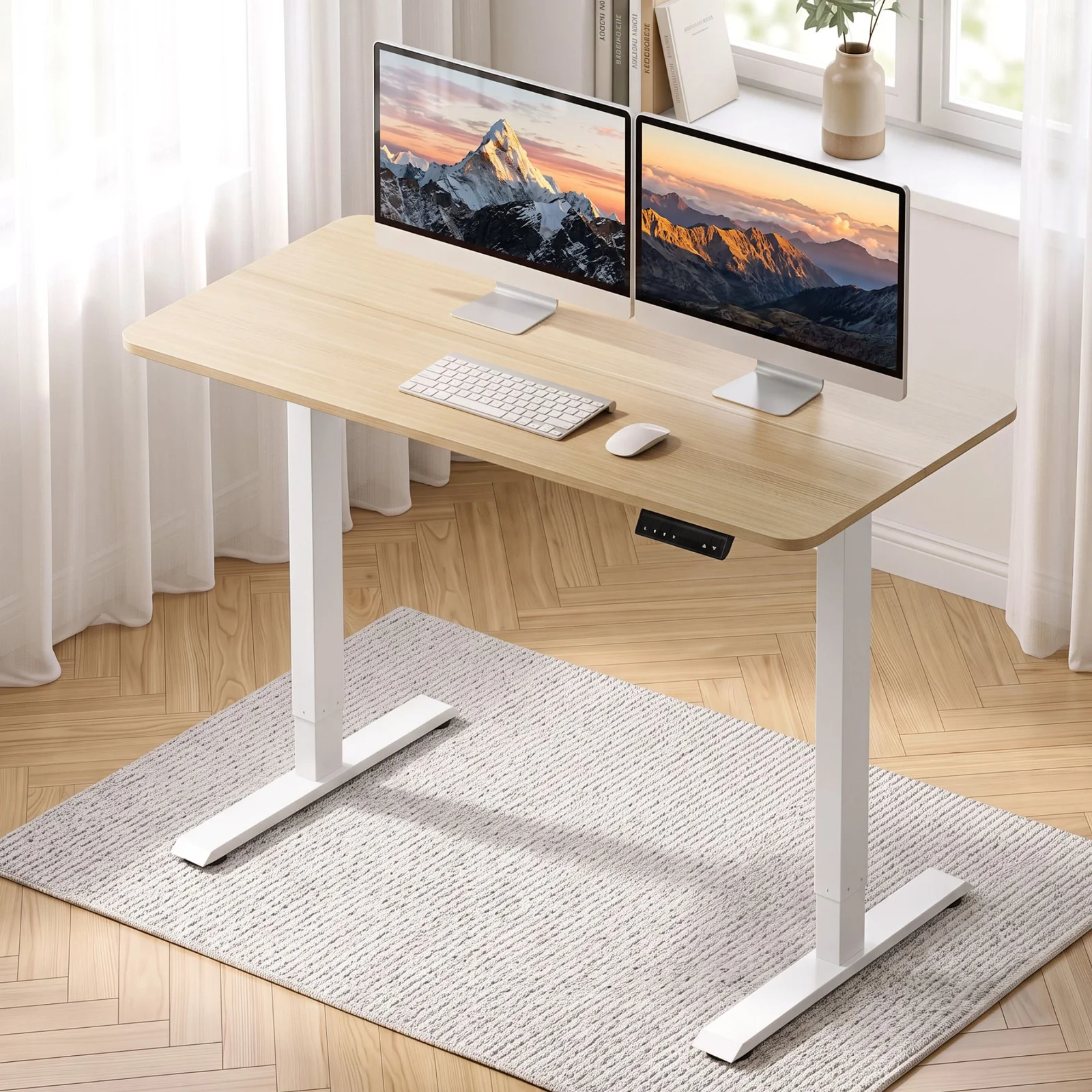 Artiss Electric Standing Desk 120cm Height Adjustable Oak White