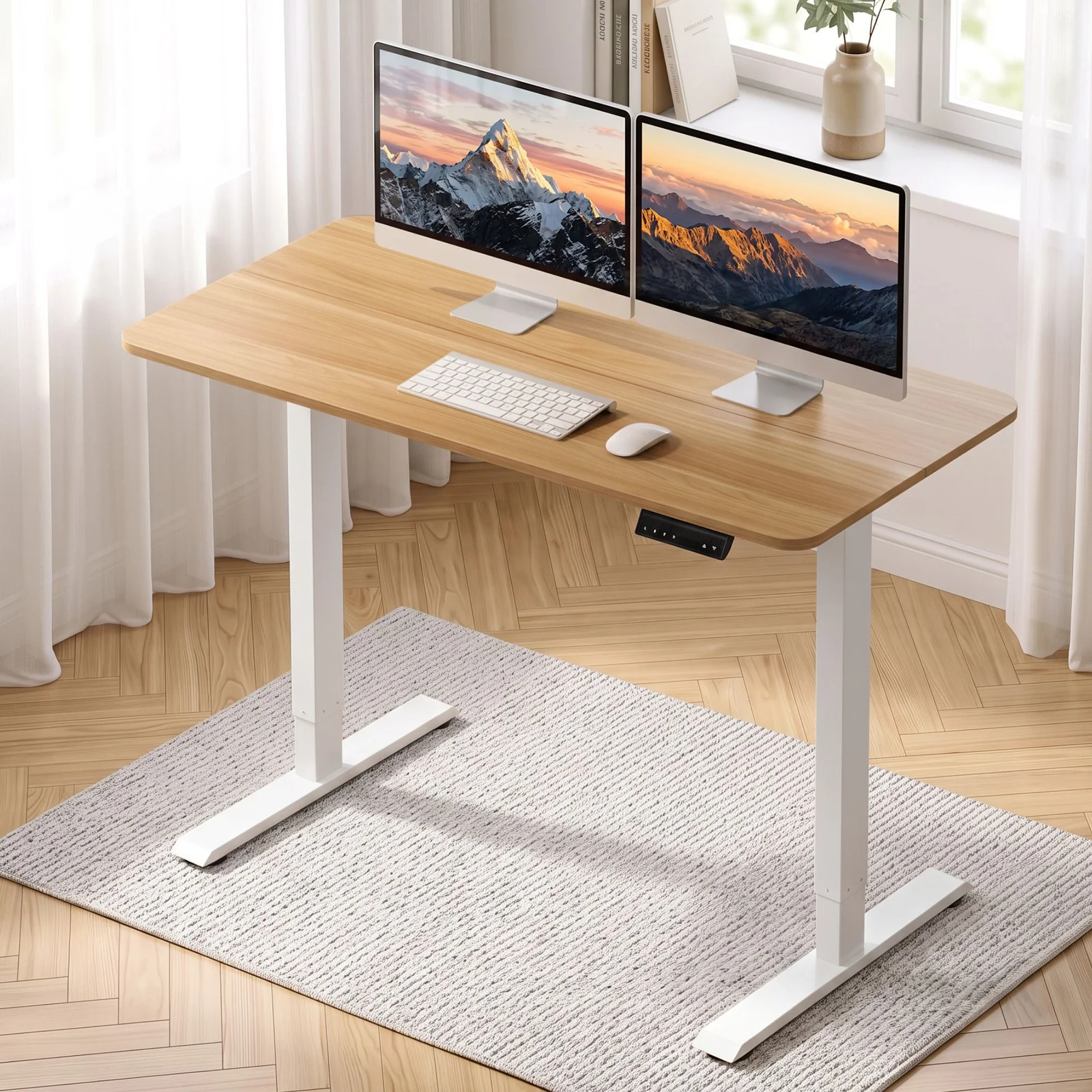 Artiss Electric Standing Desk 120cm Height Adjustable Natural White