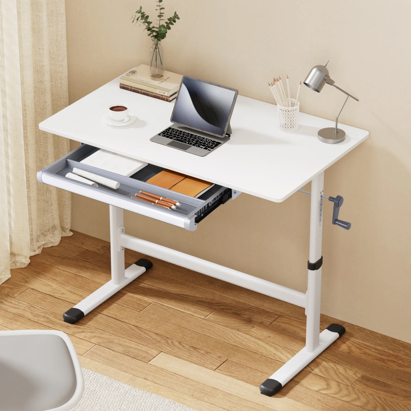 Artiss Standing Desk Height Adjustable Workstation Computer Desks Study 100CM White