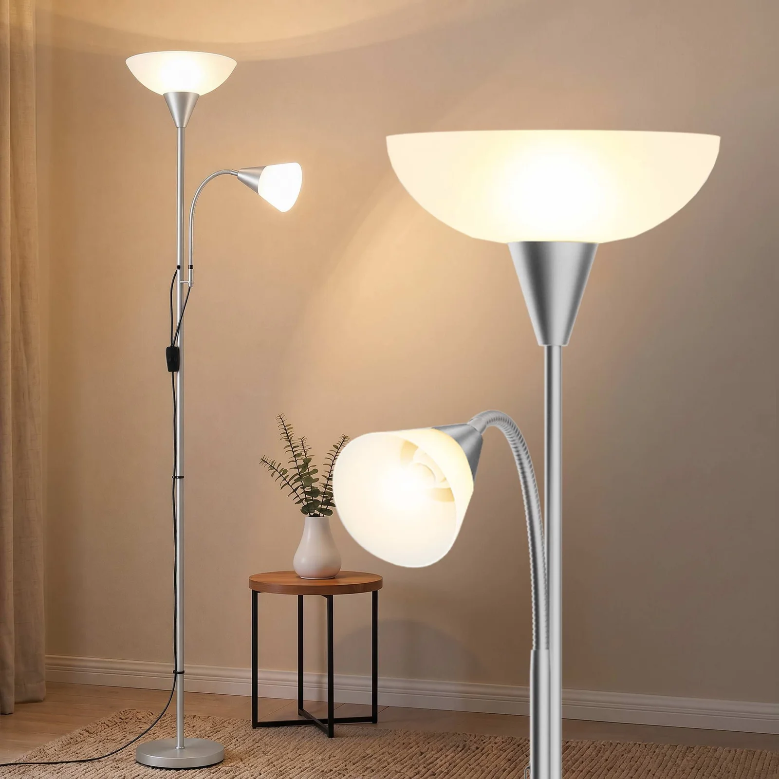 Artiss Floor Lamp Mother and Child Modern Home Living Room Office Reading Silver