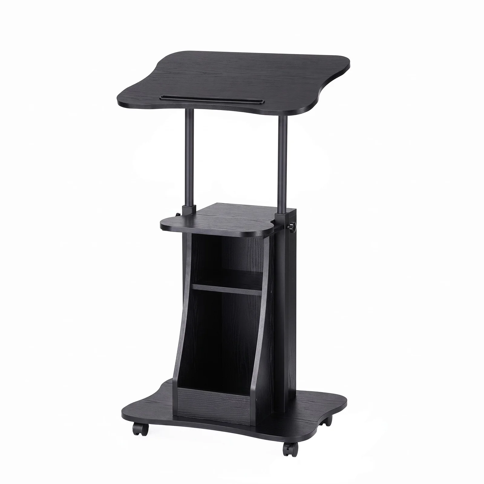 Artiss Mobile Podium Stand with Lockable Wheels Height Adjustable Laptop Desk Black